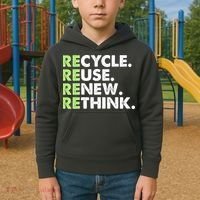 Earth Day Recycle Reuse Renew Rethink Kids Hoodie thumb 2