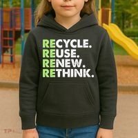 Earth Day Recycle Reuse Renew Rethink Kids Hoodie thumb 3