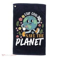 Earth Day Save The Planet Golf Towel thumb 0