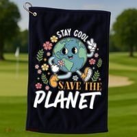 Earth Day Save The Planet Golf Towel thumb 1