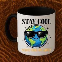 Earth Day Stay Cool Save The Planet Coffee Mug thumb 2