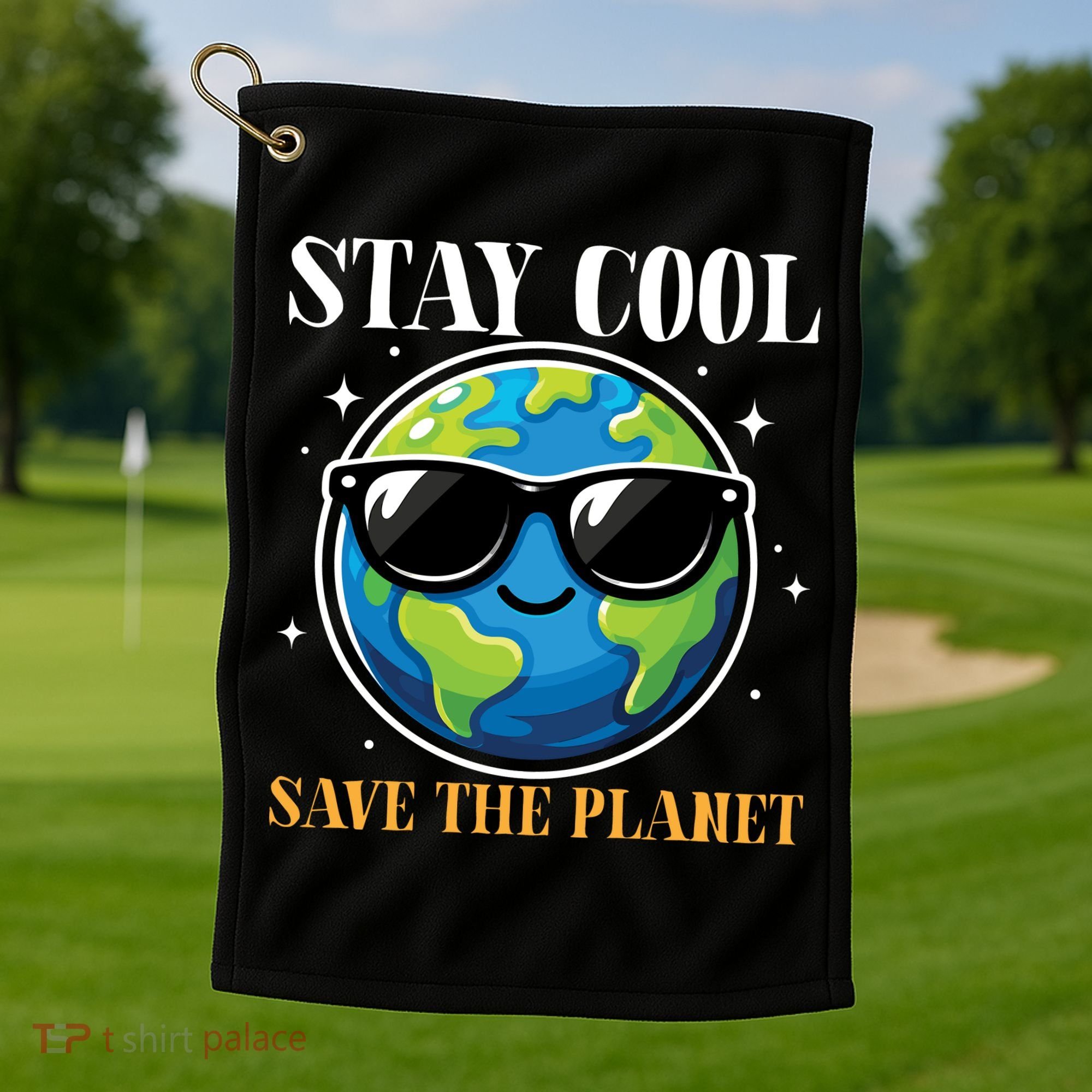 Earth Day Stay Cool Save The Planet Golf Towel