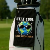 Earth Day Stay Cool Save The Planet Golf Towel thumb 2