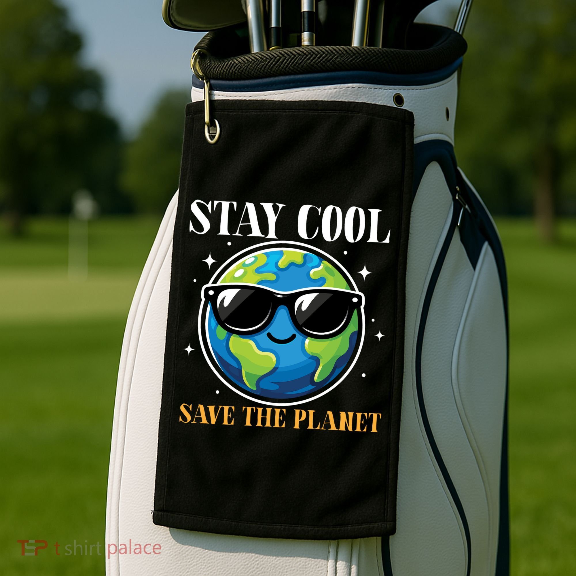 Earth Day Stay Cool Save The Planet Golf Towel