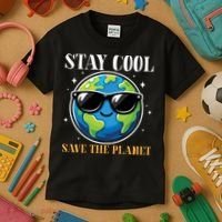Earth Day Stay Cool Save The Planet Kids T-Shirt thumb 3
