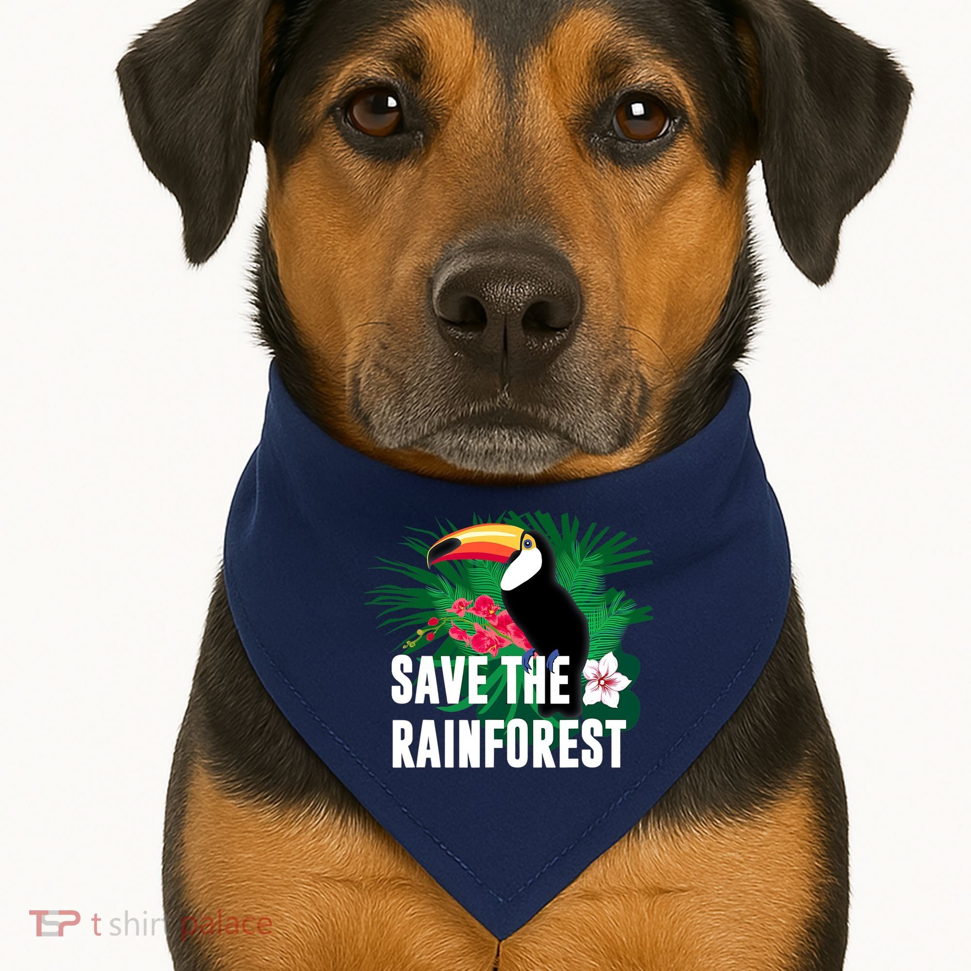 Earth Day Save The Rainforest USA-Made Doggie Bandana