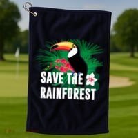 Earth Day Save The Rainforest Golf Towel thumb 1