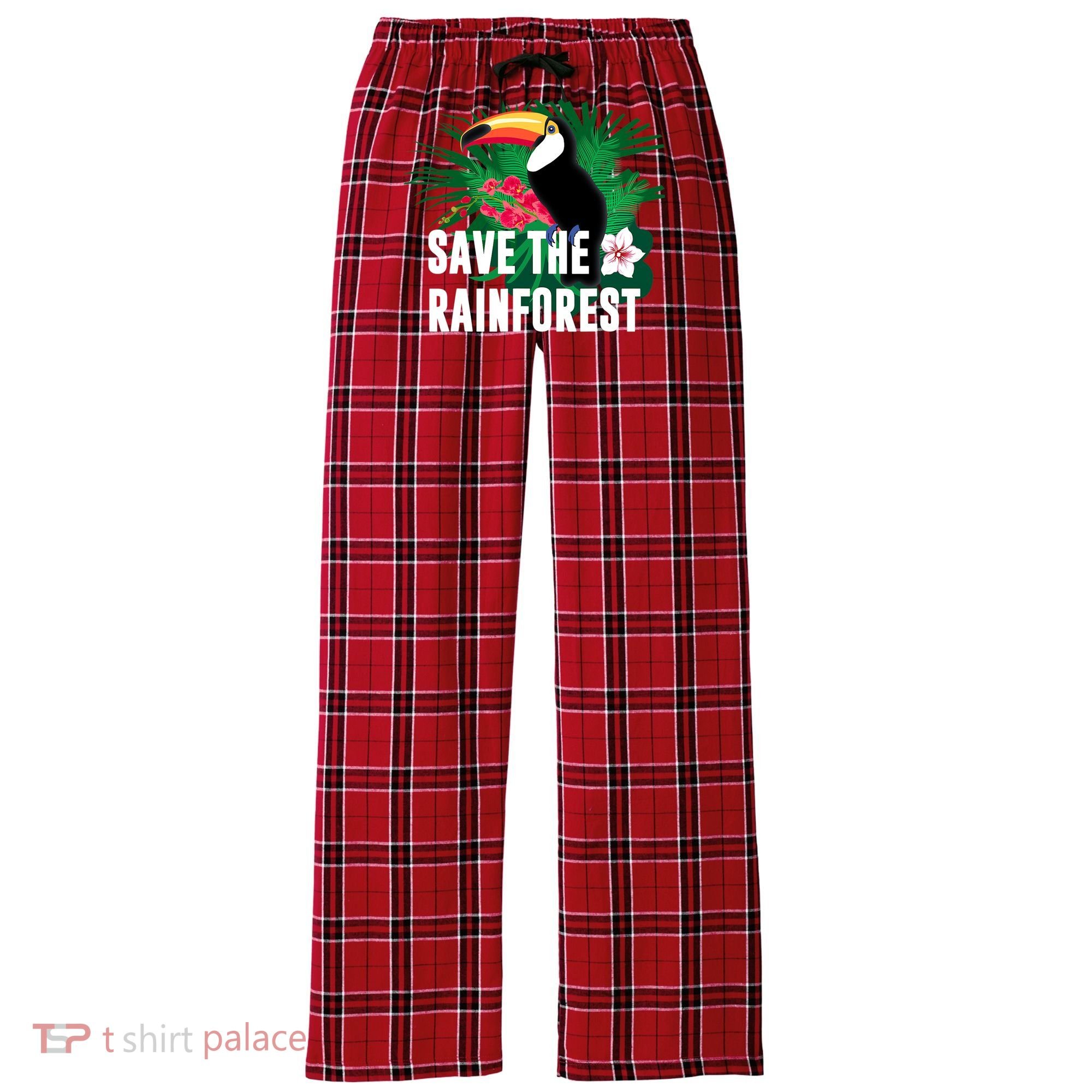 Earth Day Save The Rainforest Women's Flannel Plaid Pajama Pants