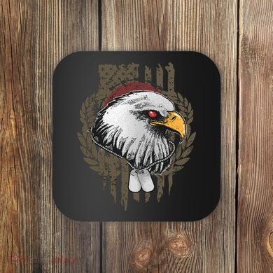 US Military Eagle Dog Tags American Flag Coaster