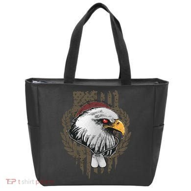 US Military Eagle Dog Tags American Flag Tote Bag