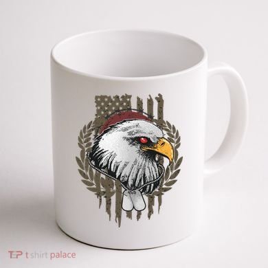 US Military Eagle Dog Tags American Flag Coffee Mug back
