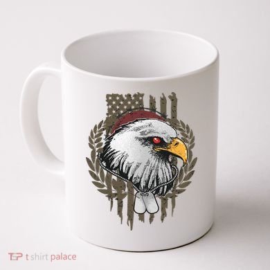 US Military Eagle Dog Tags American Flag Coffee Mug