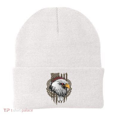 US Military Eagle Dog Tags American Flag Beanie