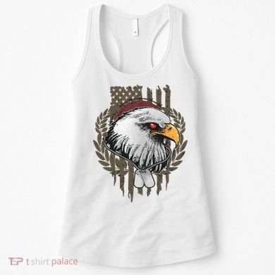 US Military Eagle Dog Tags American Flag Women's Tank Top