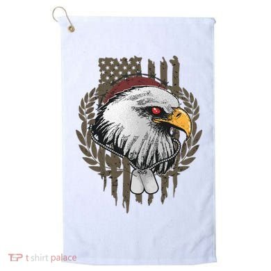 US Military Eagle Dog Tags American Flag Golf Towel
