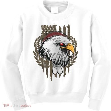 US Military Eagle Dog Tags American Flag Kids Sweatshirt