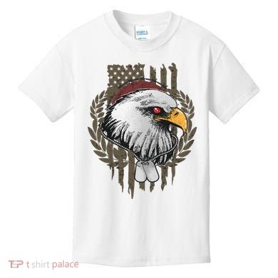 US Military Eagle Dog Tags American Flag Kids T-Shirt