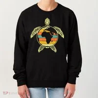 Earth Day Turtle Retro Women's Sweatshirt thumb 0