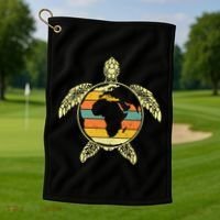 Earth Day Turtle Retro Golf Towel thumb 1