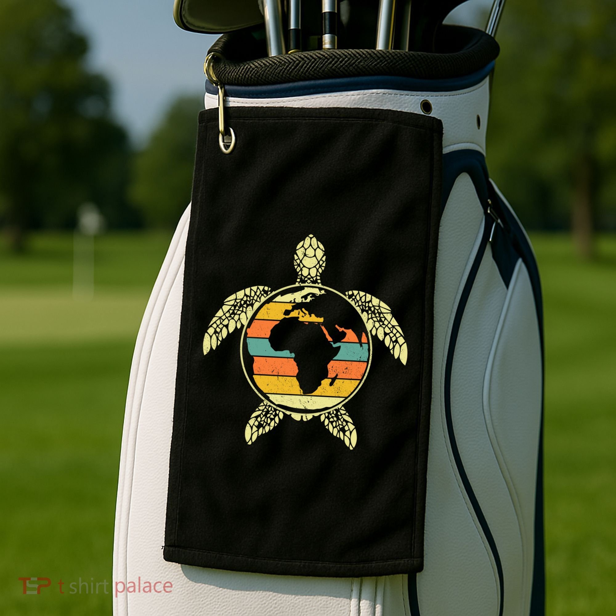 Earth Day Turtle Retro Golf Towel