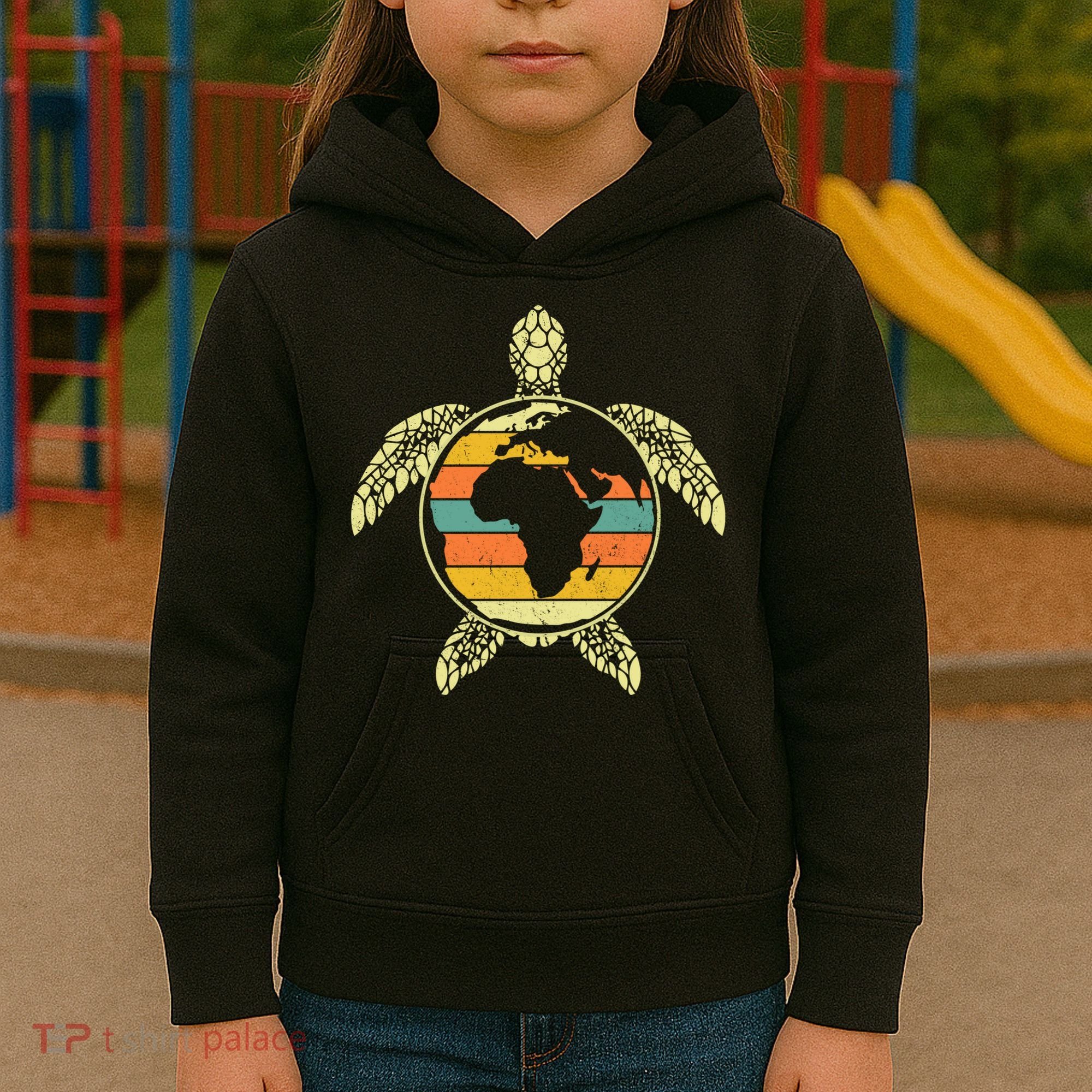 Earth Day Turtle Retro Kids Hoodie