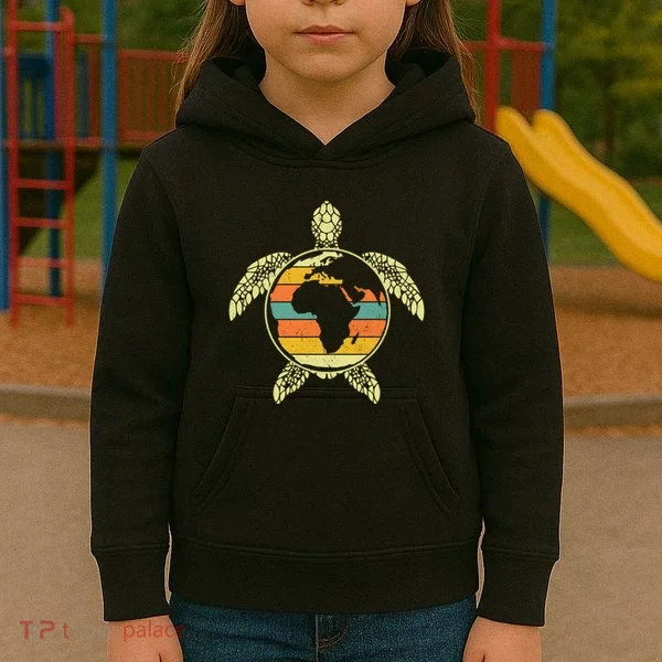 Earth Day Turtle Retro Kids Hoodie