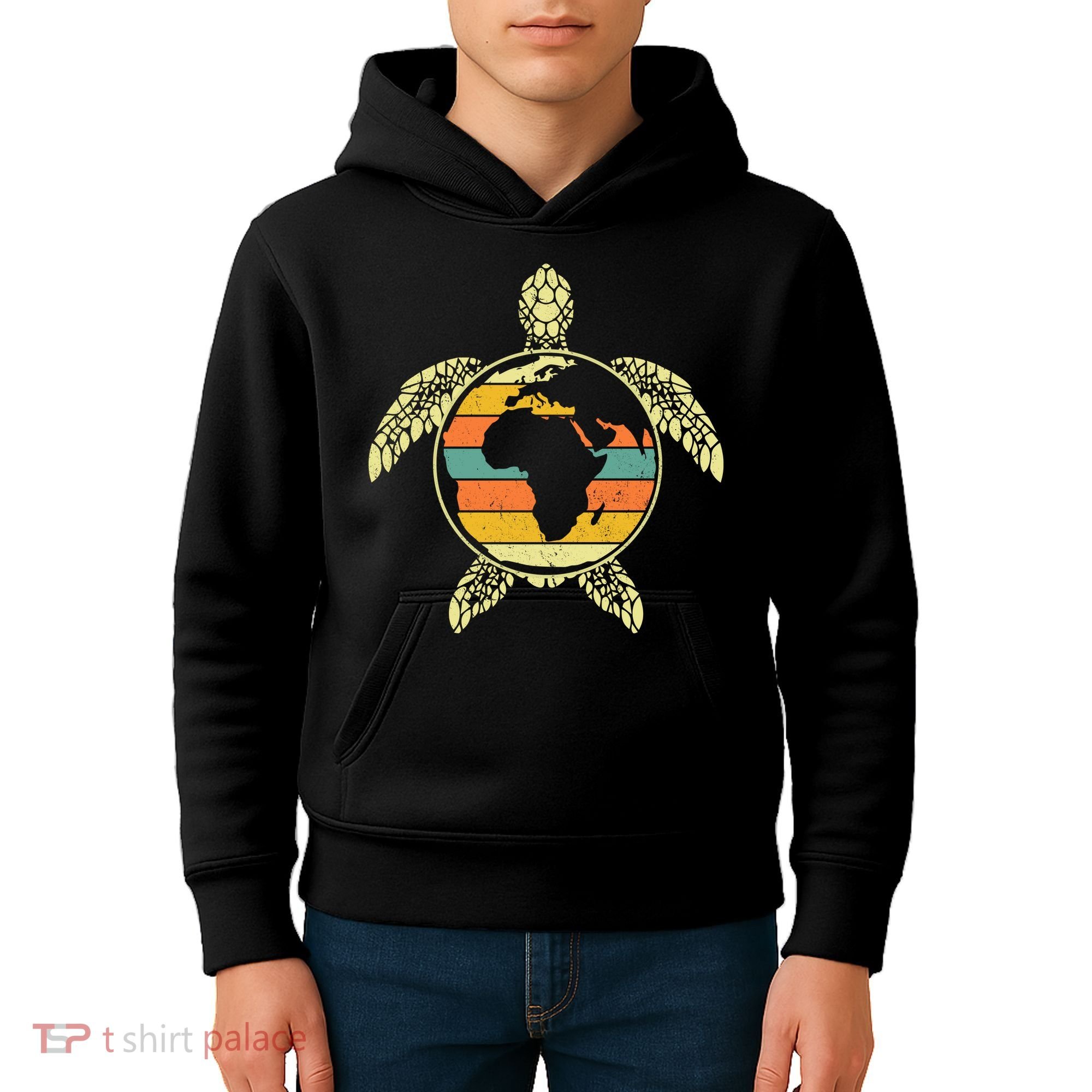 Earth Day Turtle Retro Kids Hoodie