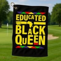 Educated Black Queen Golf Towel thumb 1