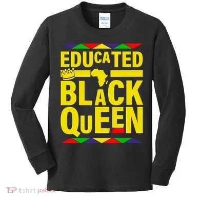 Educated Black Queen Kids Long Sleeve Shirt