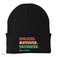 Educated Motivated Vaccinated Get Vaccinated  Beanie thumb 0