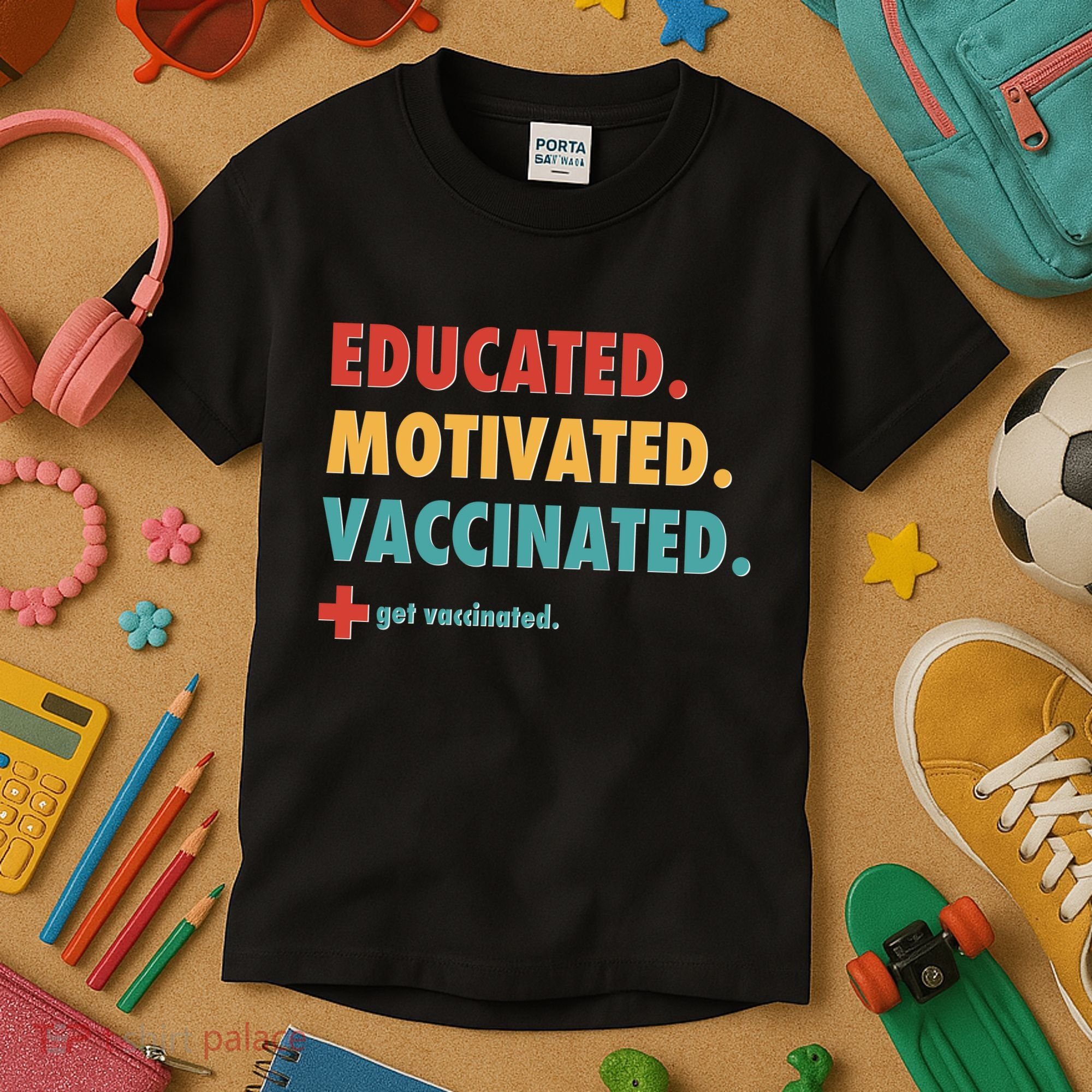 Educated Motivated Vaccinated Get Vaccinated  Kids T-Shirt