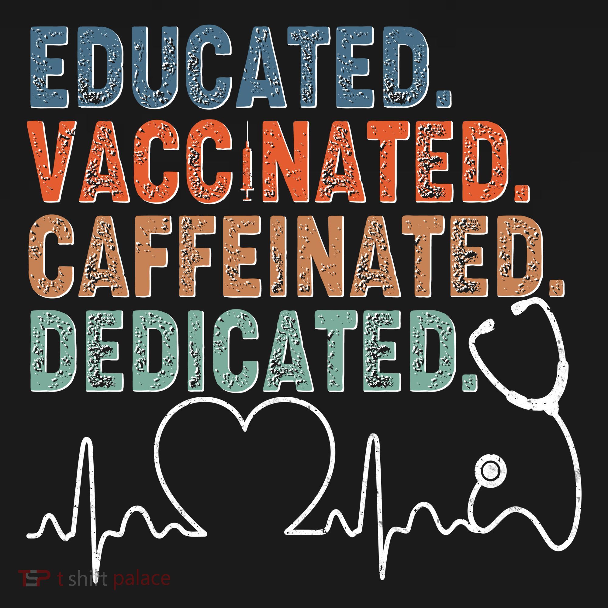 Educated Vaccinated Caffeinated Dedicated Heartbeat Stethoscope USA-Made Doggie Bandana