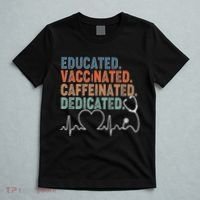 Educated Vaccinated Caffeinated Dedicated Heartbeat Stethoscope T-Shirt thumb 5