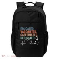 Educated Vaccinated Caffeinated Dedicated Heartbeat Stethoscope Backpack thumb 0