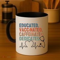 Educated Vaccinated Caffeinated Dedicated Heartbeat Stethoscope Coffee Mug thumb 4