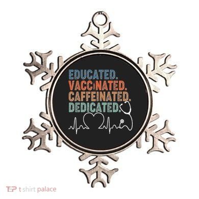 Educated Vaccinated Caffeinated Dedicated Heartbeat Stethoscope Ornament