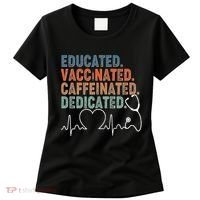 Educated Vaccinated Caffeinated Dedicated Heartbeat Stethoscope Women's T-Shirt thumb 0