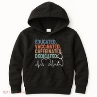 Educated Vaccinated Caffeinated Dedicated Heartbeat Stethoscope Kids Hoodie thumb 0