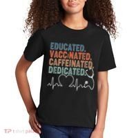 Educated Vaccinated Caffeinated Dedicated Heartbeat Stethoscope Kids T-Shirt thumb 2