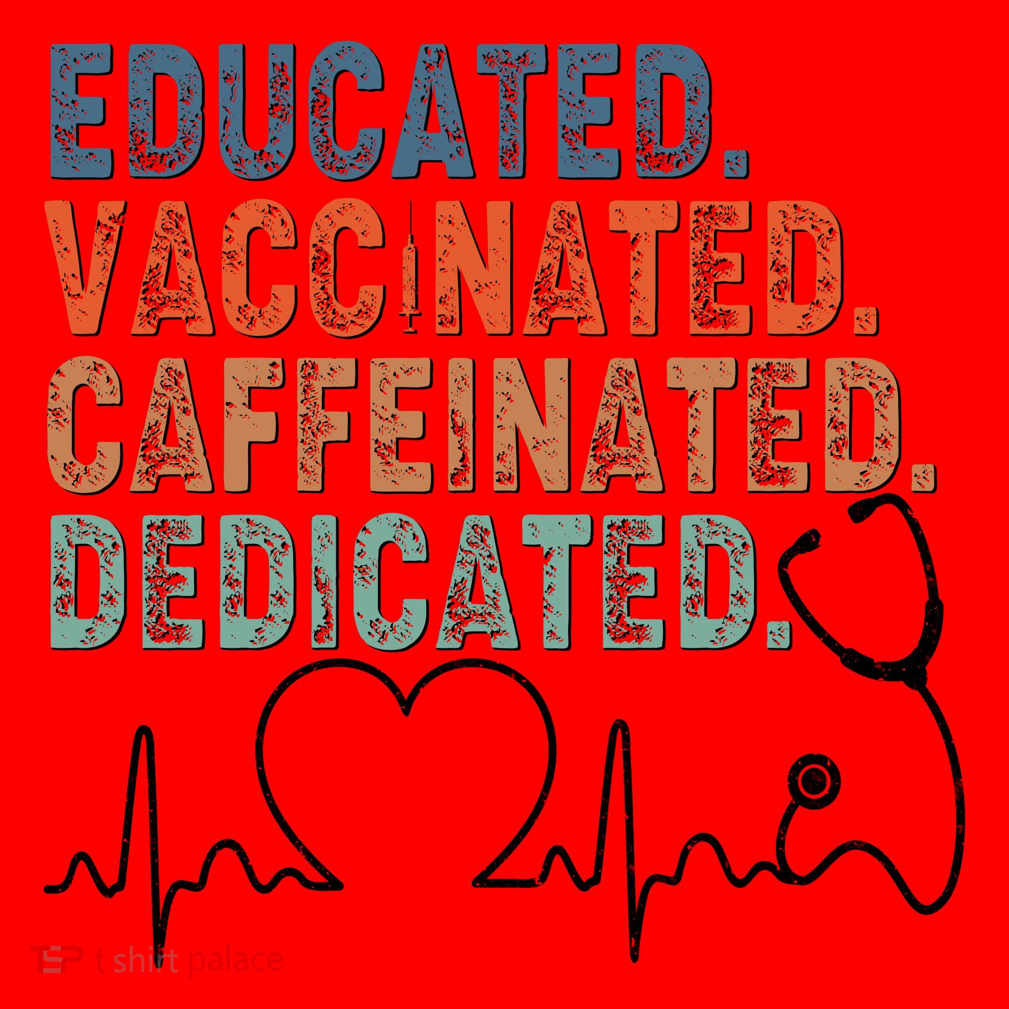 Educated Vaccinated Caffeinated Dedicated Heartbeat Stethoscope Santa Hat