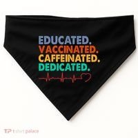 Educated Vaccinated Caffeinated Dedicated Nurse USA-Made Doggie Bandana thumb 0