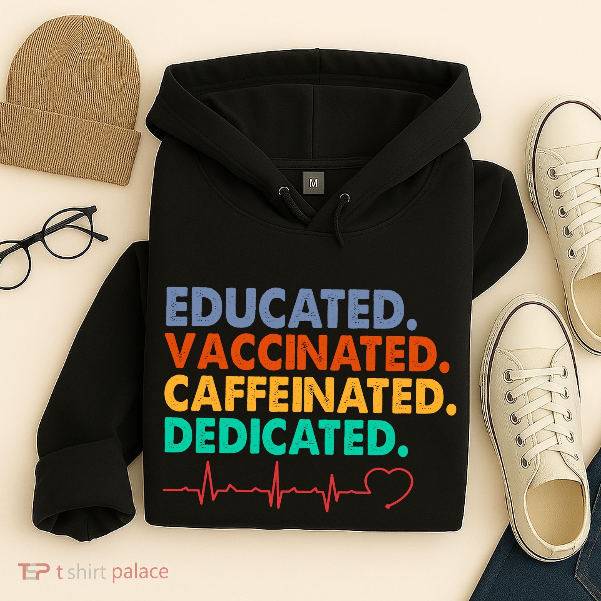 Educated Vaccinated Caffeinated Dedicated Nurse Hoodie