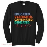 Educated Vaccinated Caffeinated Dedicated Nurse Sweatshirt thumb 0