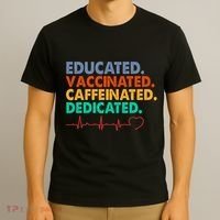 Educated Vaccinated Caffeinated Dedicated Nurse T-Shirt thumb 3