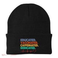 Educated Vaccinated Caffeinated Dedicated Nurse Beanie thumb 0