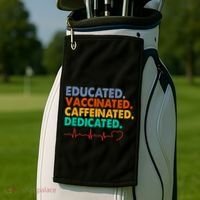Educated Vaccinated Caffeinated Dedicated Nurse Golf Towel thumb 2