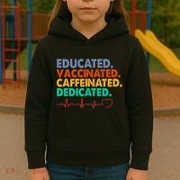 Educated Vaccinated Caffeinated Dedicated Nurse Kids Hoodie thumb 3