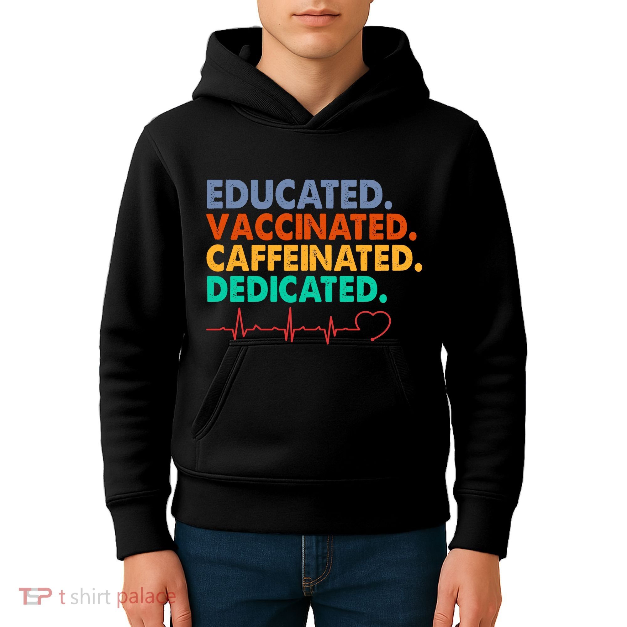 Educated Vaccinated Caffeinated Dedicated Nurse Kids Hoodie