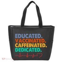 Educated Vaccinated Caffeinated Dedicated Nurse Tote Bag thumb 0