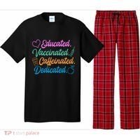 Educated Vaccinated Caffeinated Dedicated Teachers Pajama Set thumb 0